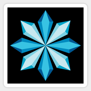 Blue frozen snowflake flowers design, version two Magnet